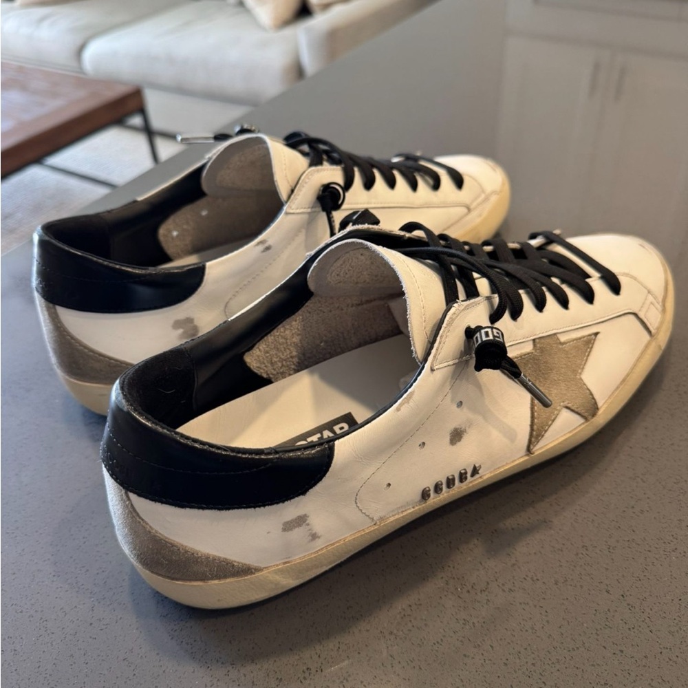 Golden Goose Men's Black and White Sneakers